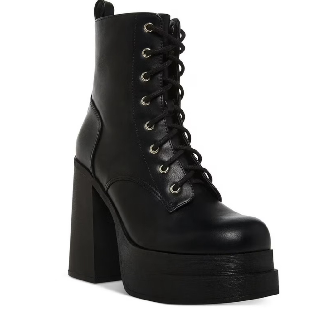 Madden Girl Womens Drivenn Faux Leather Tall Combat & Lace-up Boots
